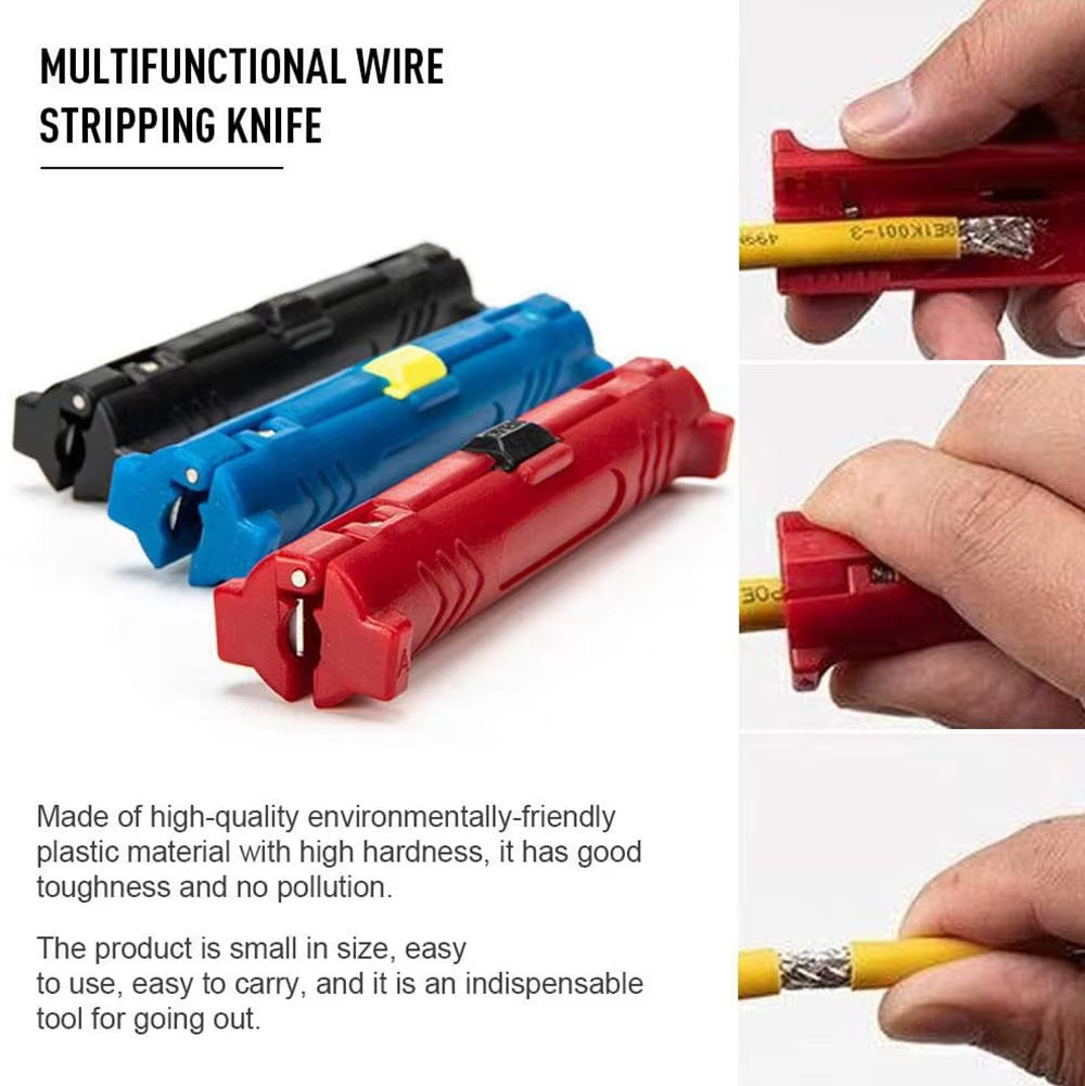 Zoerax Electric Wire Stripper Pen Network Cable Tools Wire Cable Rotary Coaxial Wire Stripping Pliers （Red/Blue/Black）