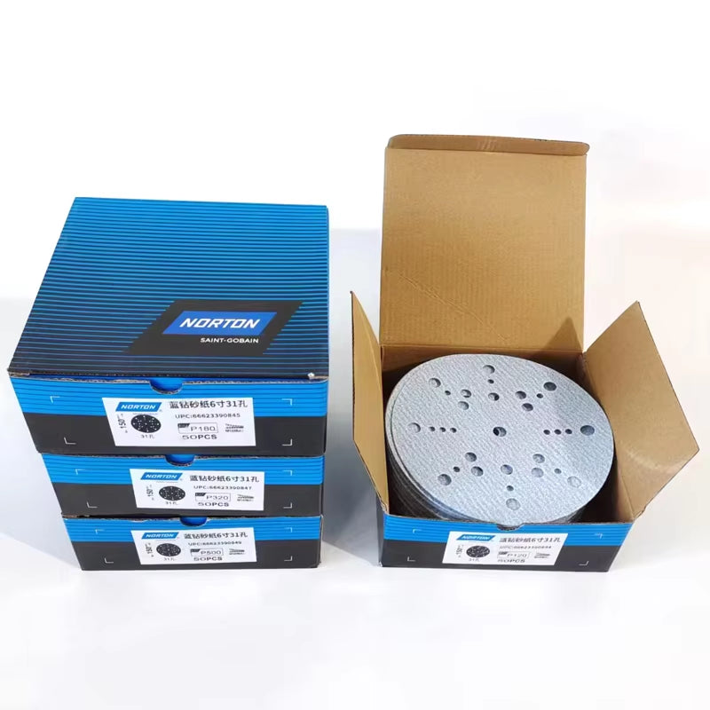 U.S. NORTON Saint-Gobain 6-Inch Ceramic Abrasive Sandpaper for Wood, Metal, and Automotive Applications