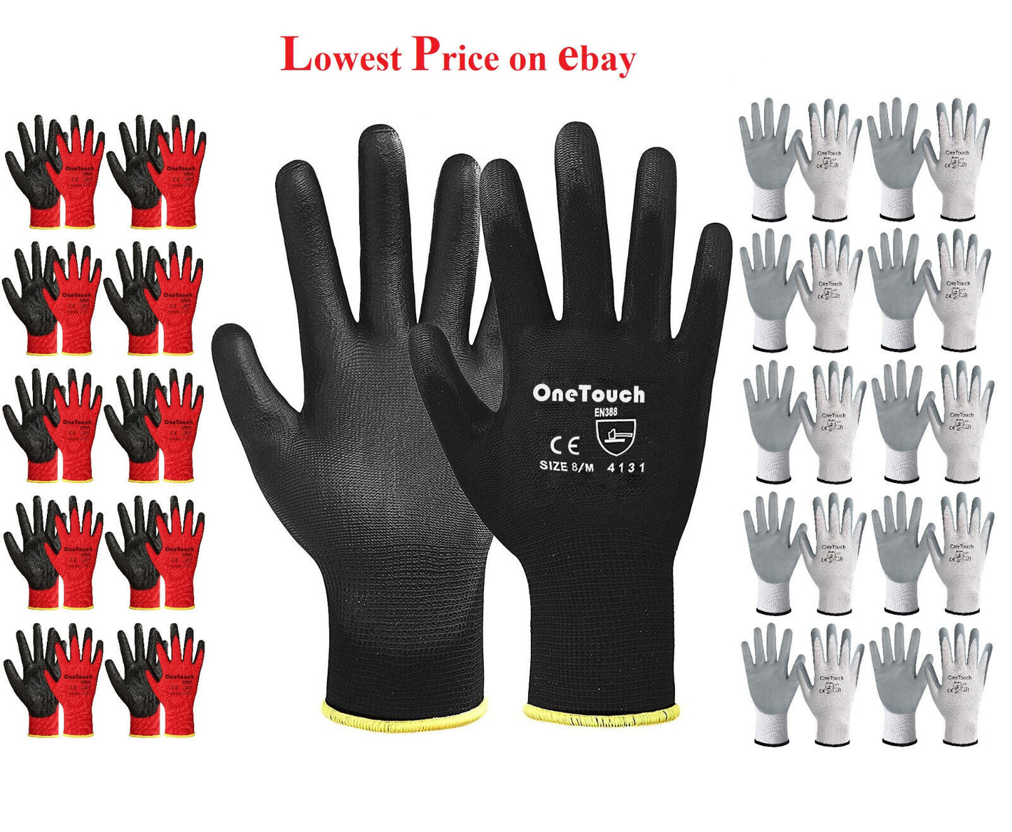 24 Pairs Nitrile Coated Palm Nylon Builders Safety Work Gloves Construction