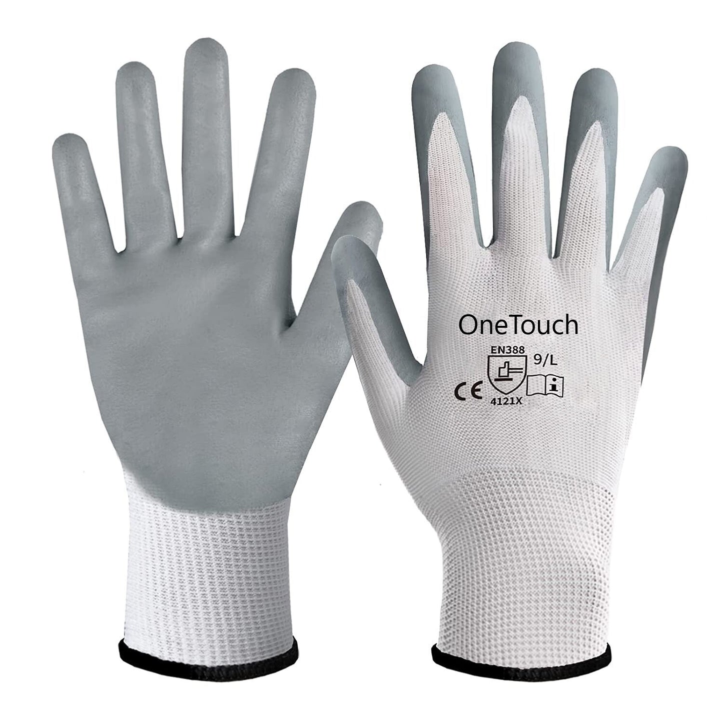 24 Pairs Nitrile Coated Palm Nylon Builders Safety Work Gloves Construction