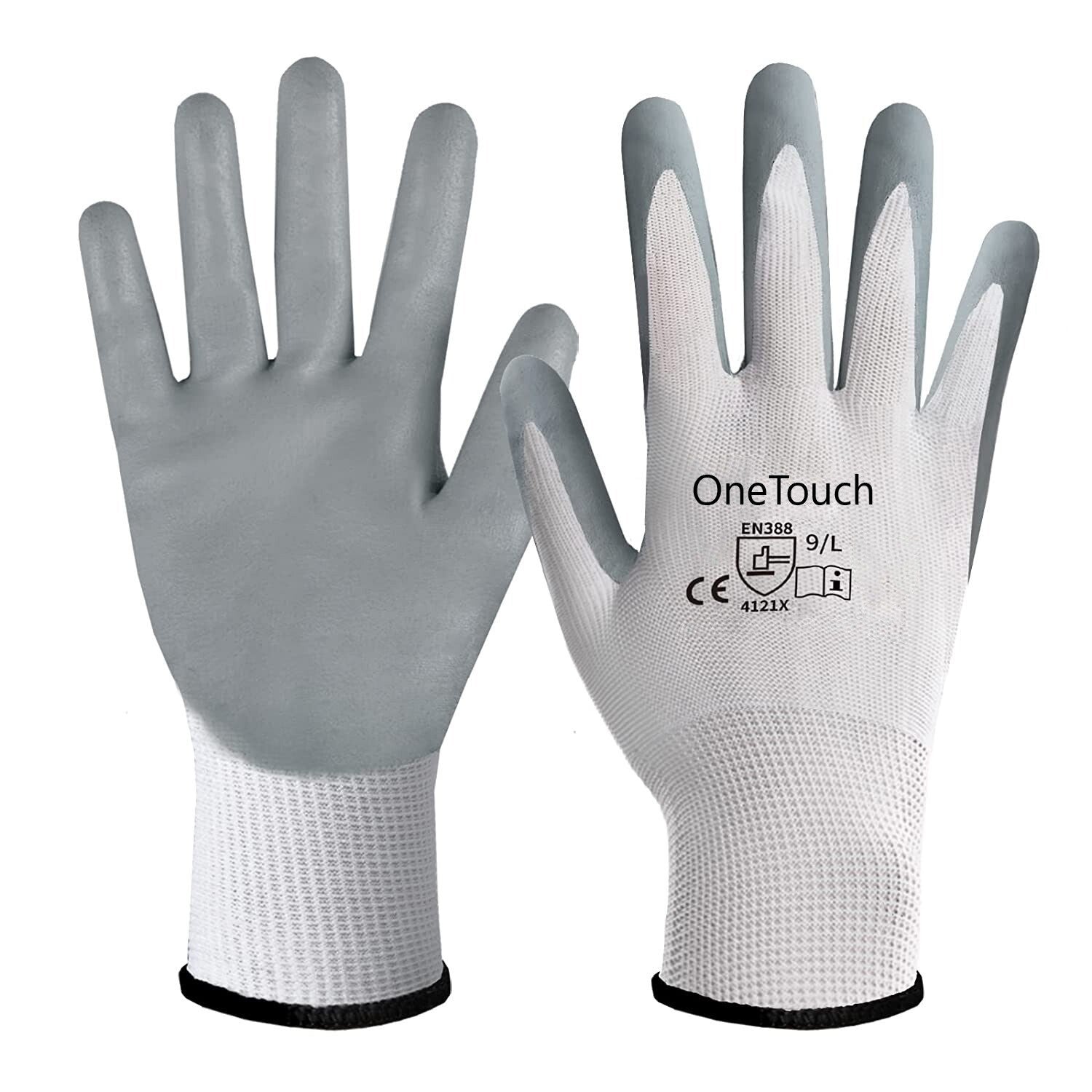 24 Pairs Nitrile Coated Palm Nylon Builders Safety Work Gloves Construction